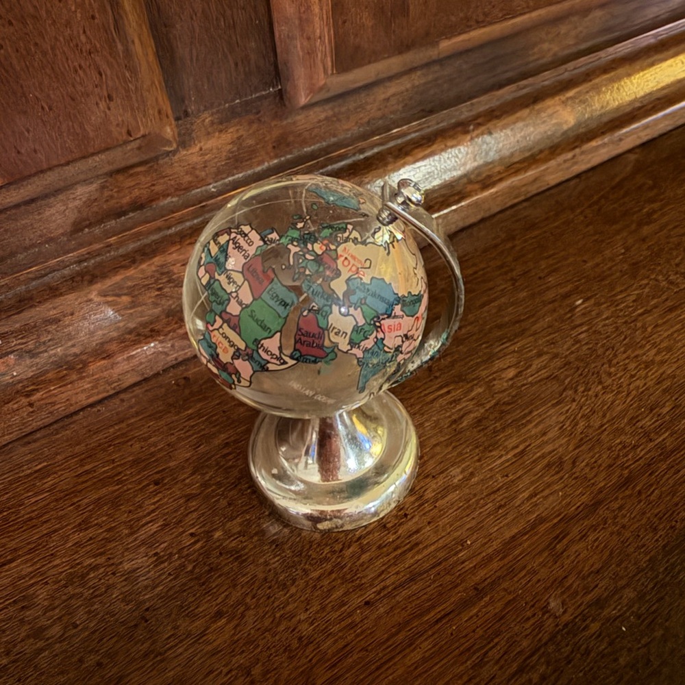 Vintage Silver Globe Paperweight